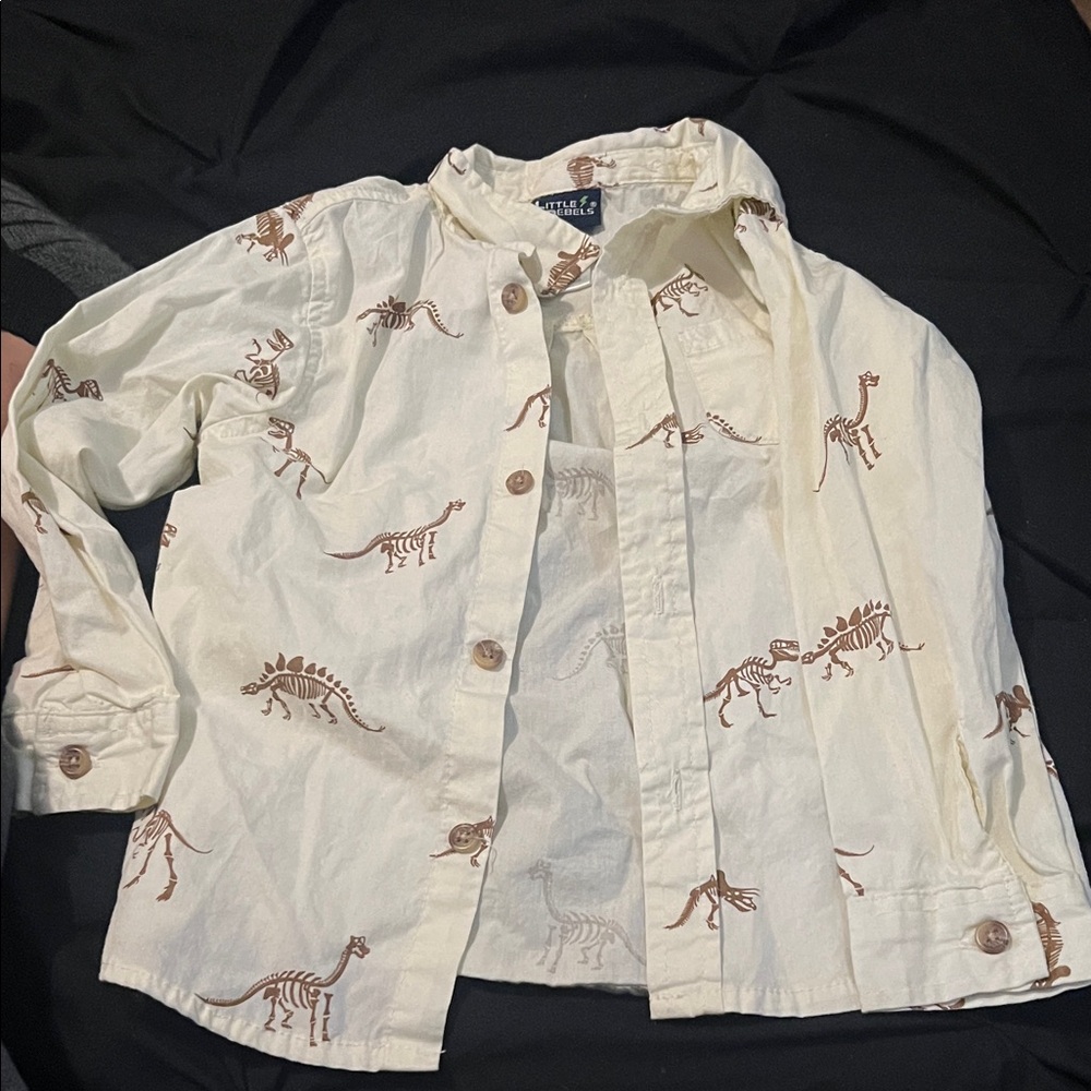 Kids Dinosaur Print Button Down Shirt